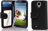 Cadorabo Hoesje geschikt voor Samsung Galaxy S4 in LAVA - ZWART - Beschermhoes met spiegel en kaartvak Book Case Cover Etui
