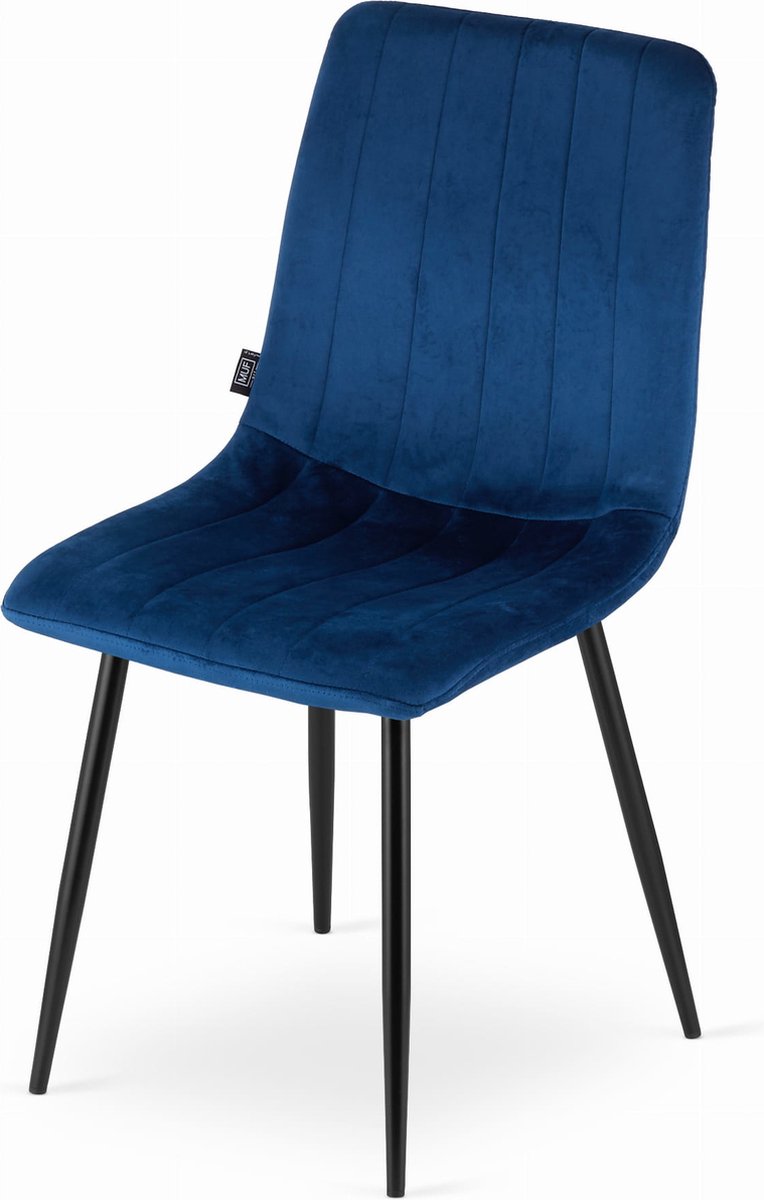 LAVA - Velvet eetkamerstoel - set van 4 eettafel stoelen - blauw