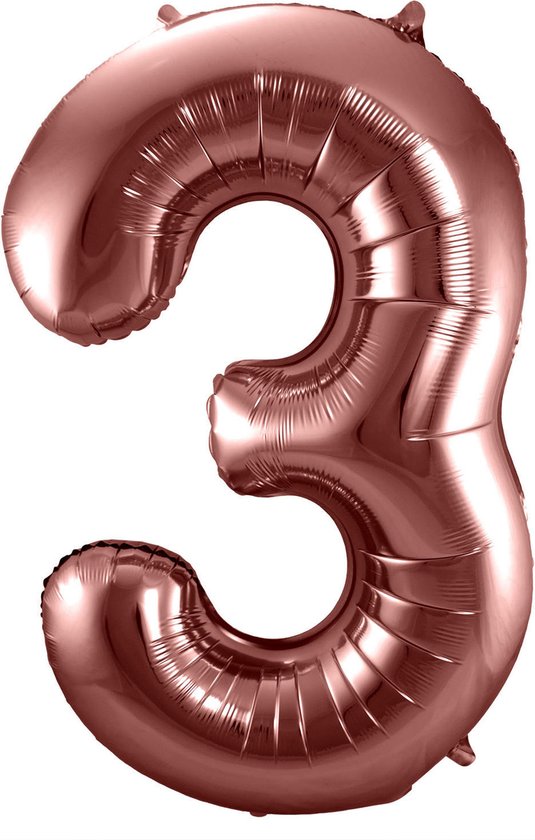 Folat Folie cijfer ballon - 86 cm brons - cijfer 3 - verjaardag leeftijd |  bol.com