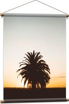 WallClassics - Textielposter - Silhouet van Palmboom met Lange Bladeren - 60x80 cm Foto op Textiel
