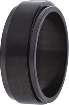 Lucardi Unisex Stalen blackplated anxiety ring - Ring - Staal - Zwart - 19 / 60 mm