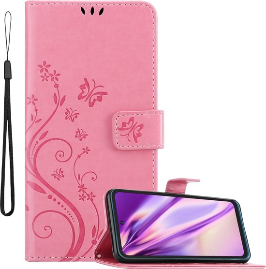 Cadorabo Hoesje geschikt voor Nokia XR20 in BLOEMEN ROZE - Beschermhoes in bloemmotief met magnetische sluiting, standfunctie en kaartsleuven Book Case Cover Etui