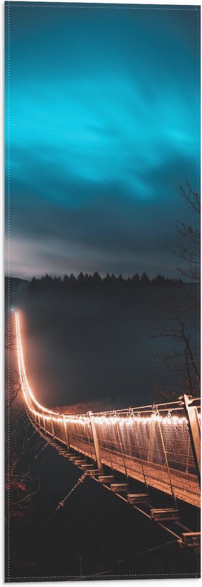 Vlag - Verlichte Brug in Nacht - 20x60 cm Foto op Polyester Vlag
