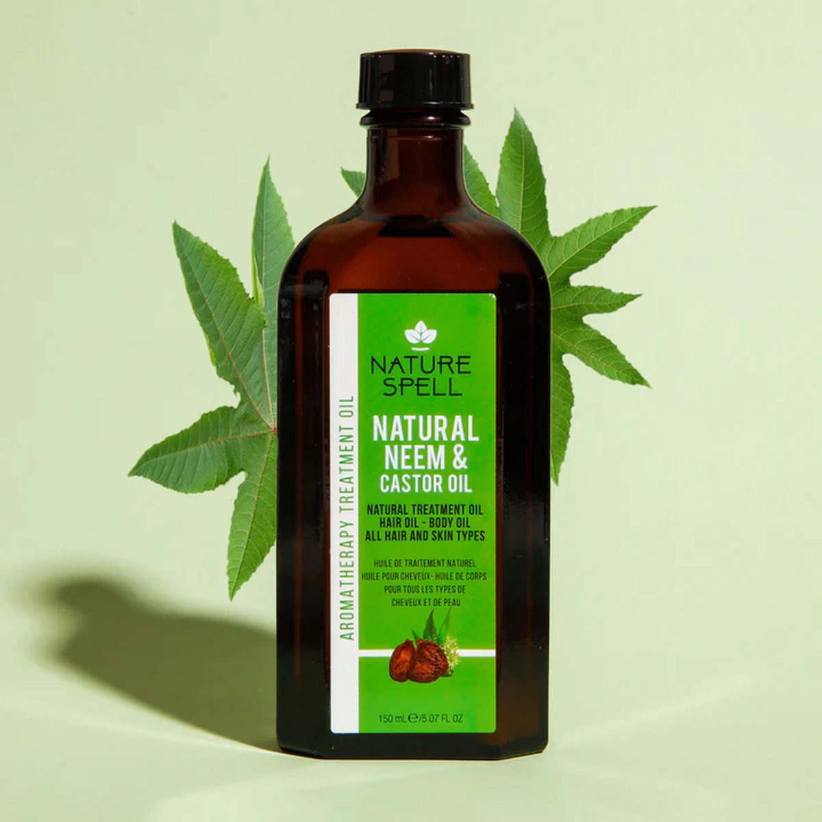 Natuurlijke neem en castor olie - castorolie, neemolie, haarolie, olie voor huid, hoofdhuid en haar - 150ml