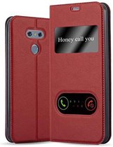 Cadorabo Hoesje geschikt voor LG G6 in SAFRAN ROOD - Beschermhoes met magnetische sluiting, standfunctie en 2 kijkvensters Book Case Cover Etui