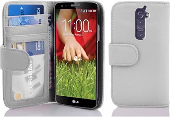 Étui Cadorabo pour LG G2 en MAGNÉSIUM BLANC - Housse de protection avec fermeture magnétique et 3 emplacements pour cartes Book Case Cover Etui