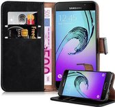 Cadorabo Hoesje geschikt voor Samsung Galaxy A3 2016 in ZWART GRAFIET - Beschermhoes met magnetische sluiting, standfunctie en kaartvakje Book Case Cover Etui