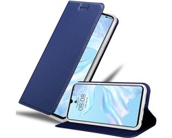 Cadorabo Hoesje geschikt voor Huawei P30 in CLASSY DONKER BLAUW - Beschermhoes met magnetische sluiting, standfunctie en kaartvakje Book Case Cover Etui