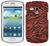 Cadorabo Hoesje voor Samsung Galaxy S3 MINI met BROWN TIGER opdruk - Hard Case Cover beschermhoes in trendy design