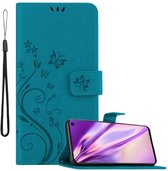 Cadorabo Hoesje voor Samsung Galaxy S10 4G in BLOEMEN BLAUW - Beschermhoes in bloemmotief met magnetische sluiting, standfunctie en kaartsleuven Book Case Cover Etui