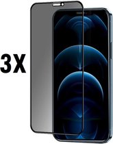 Screenz® - PRIVACY Screenprotector geschikt voor iPhone 12 Pro Max - Tempered glass Screen protector geschikt voor iPhone 12 Pro Max - Beschermglas - Privé Glasplaatje - 3 stuks