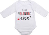 Baby Rompertje Valentijn Papa Mama Cutest Valentine Ever - Lange Mouw - Maat L 74/80 6-12 maanden - Cadeautje voor Hem - Cadeautje voor Haar - Valentijnsdag
