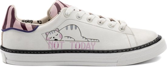 GOBY - Kitty - Baskets pour femmes - Sneaker - Sneaker Femme - Baskets Femme - Haute Qualité - Fait Main - Imprimé Chat - Taille 38