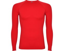 Rood thermisch sportshirt met raglanmouwen naadloos model Prime maat M-L