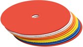 Markeerschijven set van 30 stuks - Inclusief plastic houder - Anti-slip - Rubberen matten - Veldmarkering - Set markeerschijven - Vloermarkering - Rood, Geel, Blauw, Oranje en Wit