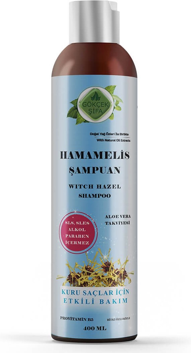 HAMAMELIS SHAMPOO - Effectieve Verzorging Voor Rooshaar - 400 ml - Voedt, Revitaliseert en Voorkomt Roos op het Haar - Natuurlijke Formule met Plantaardige Olie-extracten - Bevat Geen Alcohol, SLS, SLES en Parabenen - Witch Hazel Shampoo