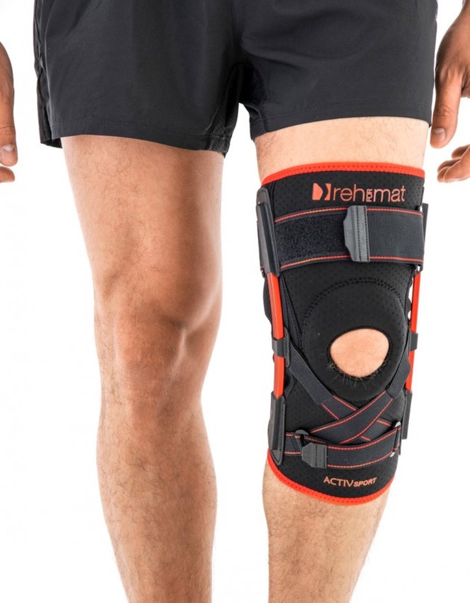 Reh4Sport - Kniebrace met bladveer scharnieren - Maat (knieomtrek): XXL: 46.5 - 50 cm