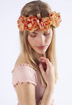 KIMU Bloemenkrans Haar Pioenrozen Oranje Bloemen Haarband Peony Hawaii Festival