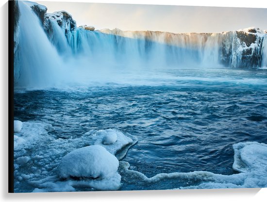 WallClassics - Toile - Chutes d'eau de Goðafoss en Islande - 100x75 cm Photo sur Toile (Décoration murale sur Toile)