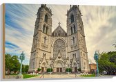 Hout - De Kathedraalbasiliek van het Heilig Hart, New Jersey - 90x60 cm - 9 mm dik - Foto op Hout (Met Ophangsysteem)