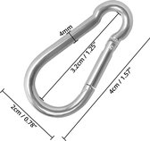 Belle Vous RVS Click Ring Veer M4 Karabijnhaak Clips (15 Pack) - Belle Vous Stainless Steel Click Ring Feather M4 Carabiner Clips (15 Pack) - 4cm – Multifunctional Durable Outdoor/Indoor Carbines For Keychains, Camping, Fishing and Hiking Accessories
