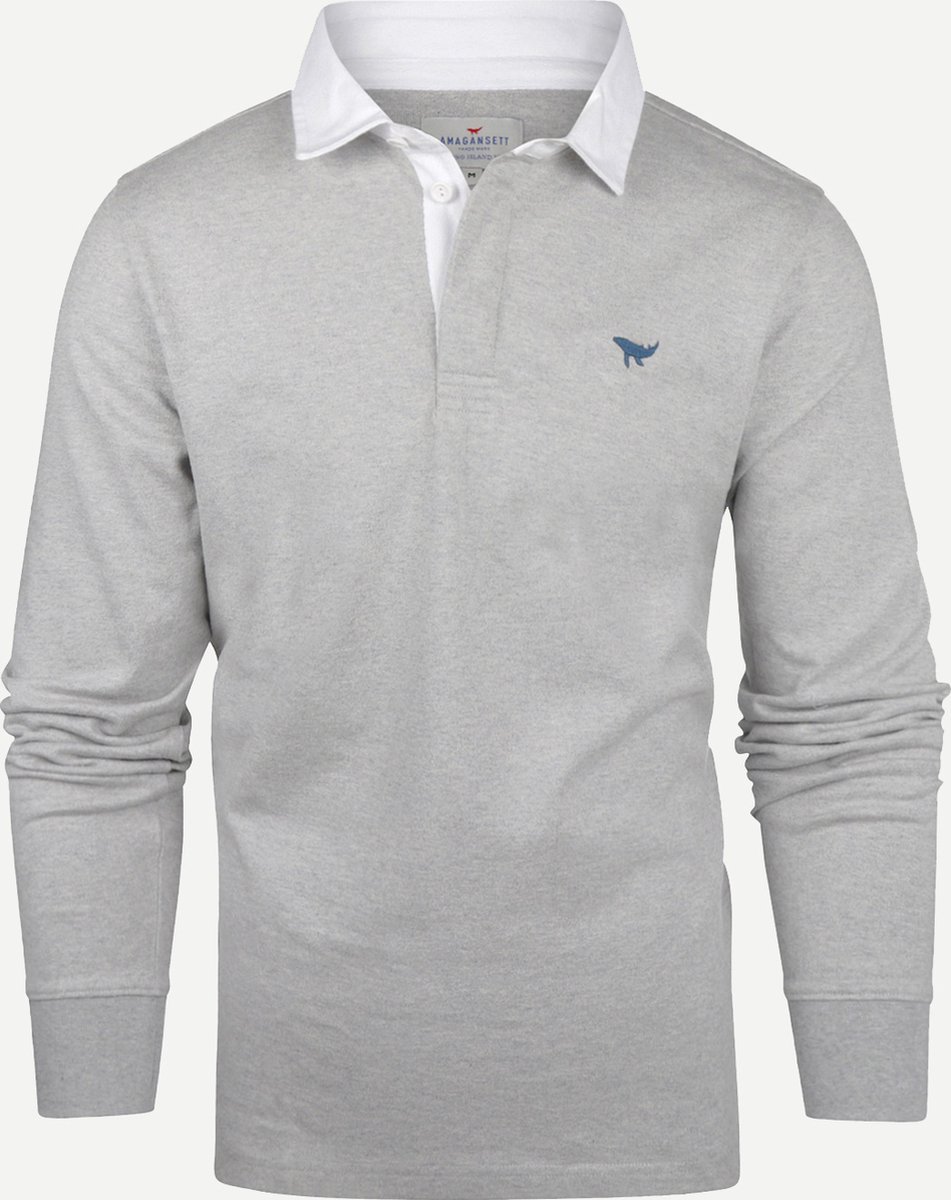 Amagansett Lente/Zomer 2023 Solid Rugby Shirt Mannen - Regular fit - Organic Cotton - Grey Melange (M)