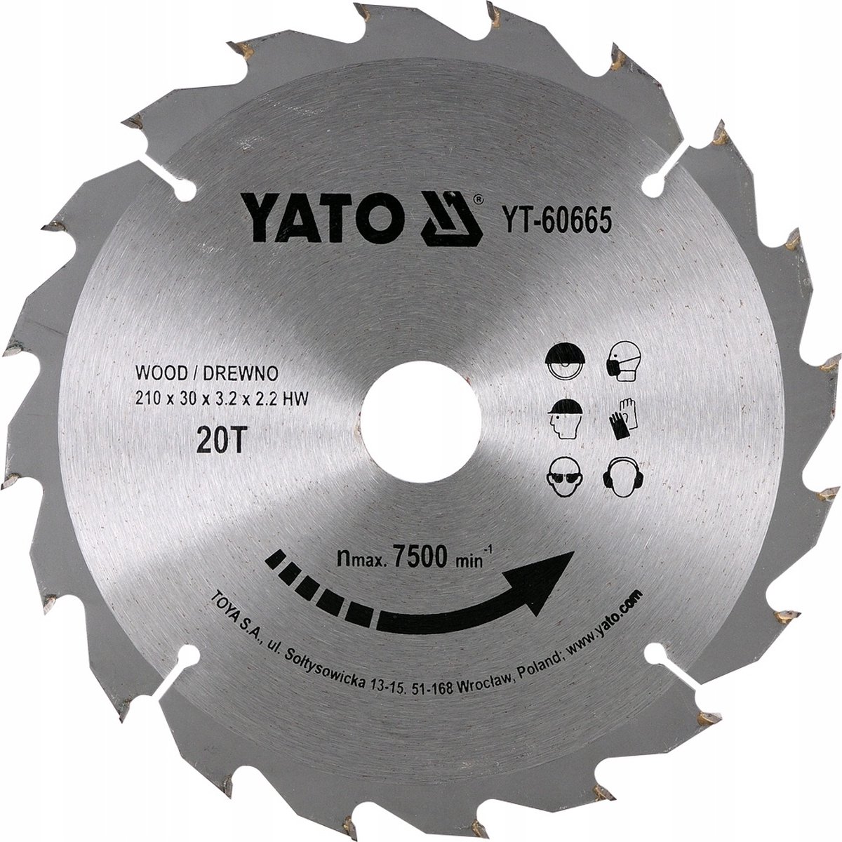 YATO Cirkelzaagblad Ø210 mm - 20T - binnendiameter 30 mm