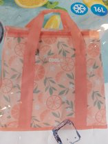 Koeltas Orange, Koeltas met fruit print, Cooler bag, Koeltas oranje/roze
