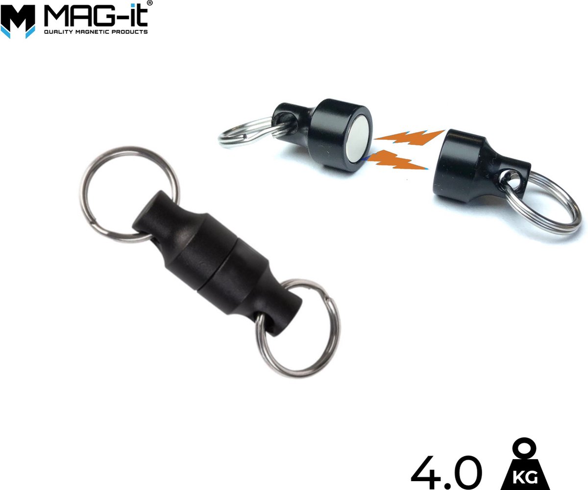 MAG-it® Magnetische Connector - Magneet Sleutelhanger - Quick Release Magnetische snel sluiting - Magneet met ring - Magneet met oog - Hoogste trekkracht 4,0 KG!