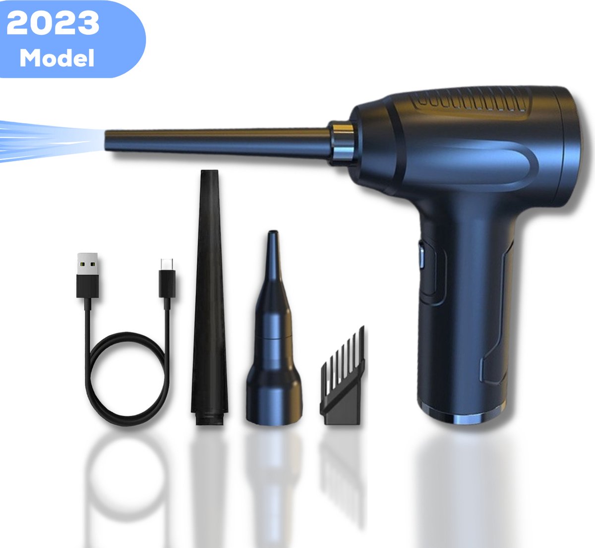 Cleanforce Air Duster met 6 Opzetstukken - 3 Windsnelheden - Oplaadbaar