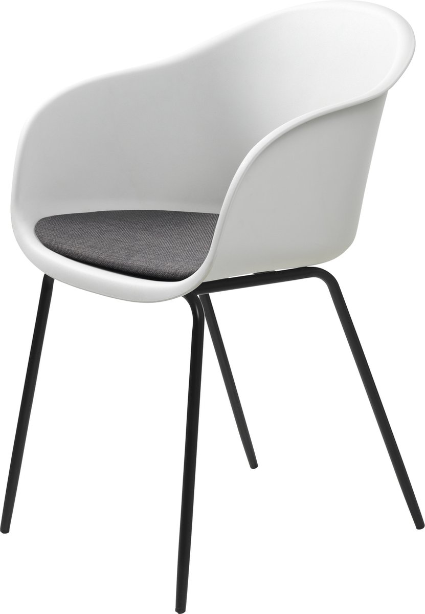 Eetkamerstoel Wit Met Armleuning - Stof - 59x56x83cm - Stoel Topley - Giga Living - Set van 2