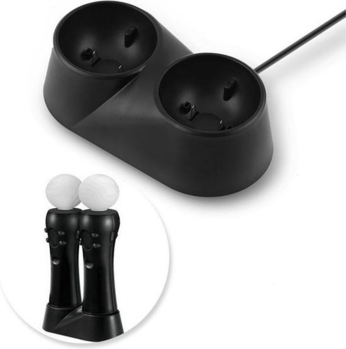 Dual Move Controller Dock Charger Oplaad Station - Compatibel met Ps - USB Dubbel Docking Op Laadkabel - Laadstation - Zwart