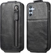 Telefoonhoesje geschikt voor Telefoonhoesje geschikt voor Samsung A54 5G silicone TPU kickstand zwart hoesje case - back case cover met standaard - met rits en pasjes houder
