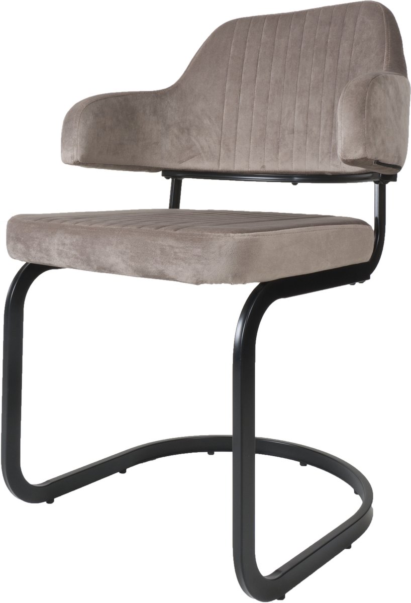 Home67 Eetkamerstoel Fox Velvet Taupe - Kuipstoel met Armleuningen in Hotel Chique / Scandinavische Stijl