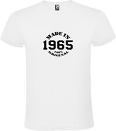 Wit T-Shirt met “Made in 1965 / 100% Original “ Afbeelding Zwart Size XXL