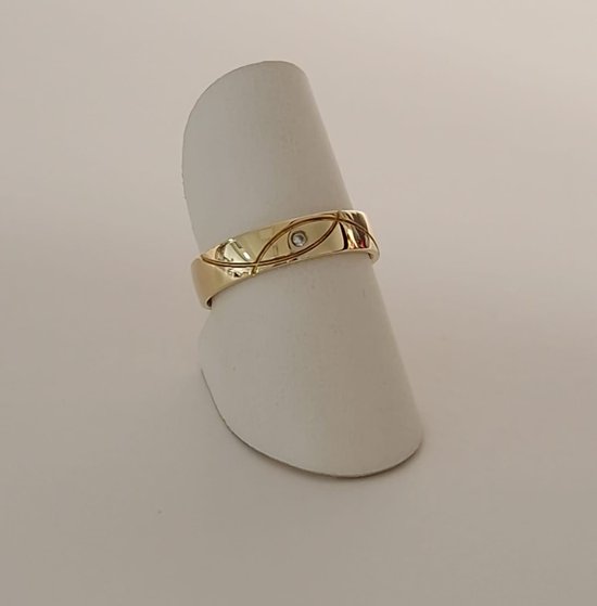 trouwring - dames - Aller Spanninga - 144 - 14 karaat geelgoud - diamant - sale Juwelier Verlinden St. Hubert – van €757,= voor €529,=
