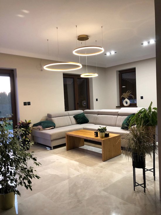 LED Ceiling Light Living Room Metal Lighting Dimmable with Remote Control Ring Ceiling Light Acrylic Pendant Light for Bedroom Study Children's Room Eye Protection Chandelier,Gold,6 Ringe