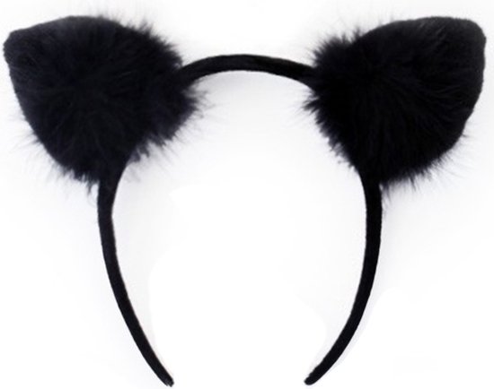 Zwarte kat diadeem - oortjes dons haarband oren kattenoren kattenoortjes  zwart | bol.com