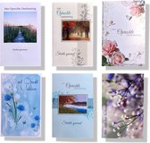 6 Cartes de vœux de condoléances de Luxe - sincères / condoléances - 12x17cm - cartes pliées avec enveloppe