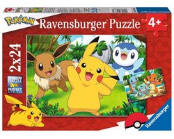 foto van Ravensburger puzzel Pikachu en zijn vrienden - Legpuzzel - 2x24 stukjes