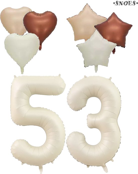Ballon numéroté 53 ans - Snoes - Ballons nus crème satinée - Ballon hélium - Ballons aluminium