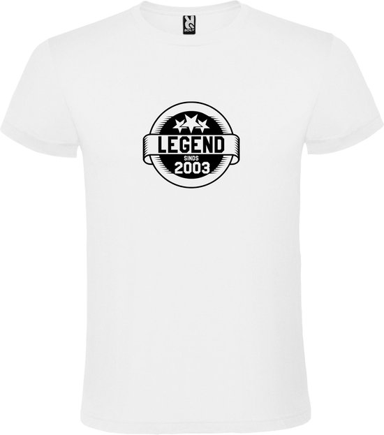 Wit T-Shirt met “Legend sinds 2003 “ Afbeelding Zwart Size XXXXXL
