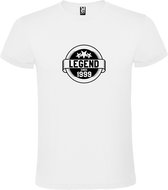 Wit T-Shirt met “Legend sinds 1999 “ Afbeelding Zwart Size XS