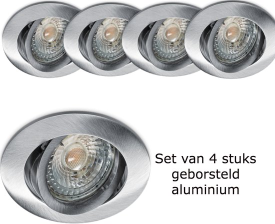 Helm Kosten Besnoeiing LED inbouwspot met Philips ledlamp GU10 fitting 230V dimbaar set van 4  stuks... | bol.com