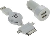 Stekkers 12V 2 Port USB met Kabelroller Micro iPhone