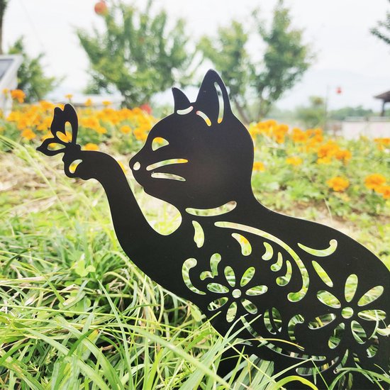 Bouchon de jardin chat en métal décoration de jardin