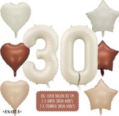 30 Jaar Cijfer Ballon - Snoes - Satijn Creme Nude Ballonnnen - Heliumballon - Folieballonnen