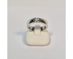 Witgoud - R&C - damesring - 14 karaat – diamant – 0.25crt - uitverkoop Juwelier Verlinden St. Hubert – van €2104,= voor €1395,=