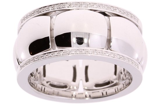 Witgouden damesring - ROOS - 18 karaat – diamant – 0.10crt - uitverkoop Juwelier Verlinden St. Hubert – van €3250,= voor €1995,=