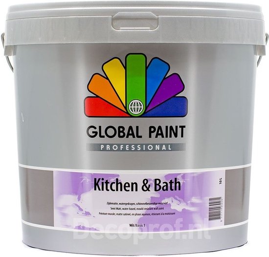 Global Paint Kitchen & Bath | 2,5 L | Wit | Schimmel Bestendig | Voor ...